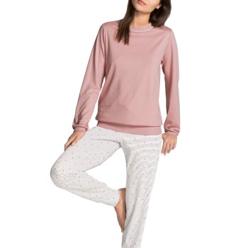 Calida Sweet Dreams Pyjama With Cuff Rosa stribet bomuld Large Dame