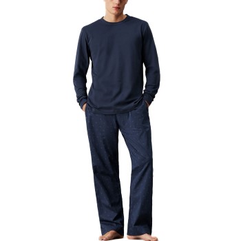 Se Calvin Klein Cotton Poplin Long Sleeve Pant Set Marineblå Small Dame ved Timarco