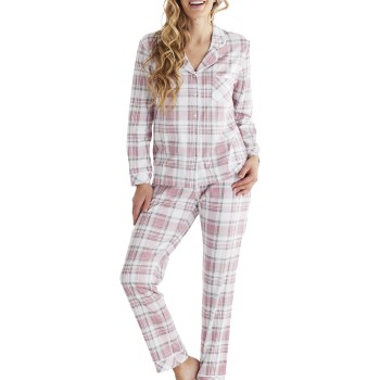 Se Damella Checked Cotton Pyjamas Rosa Mønster  bomuld Medium Dame ved Timarco