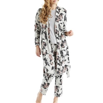 Damella Greymelange Flower Wrap Around Robe Grå Medium Dame