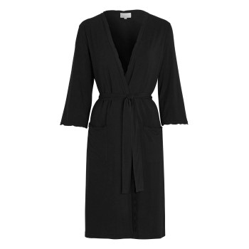 Damella Viscose Plain Wave Robe Sort Bambus Large Dame