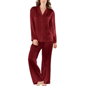 Damella Woven Silk Plain Pyjamas Set Vinrød  silke Small Dame