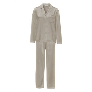 Damella Woven Silk Plain Pyjamas Set Nougat silke Large Dame