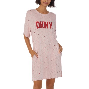 Se DKNY Less Talk More Sleep Short Sleeve Sleepshirt Rosa viskose Small Dame ved Timarco