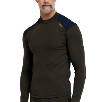 Se Dovre Folded Collar Baselayer Militærgrøn  uld Large Herre ved Timarco