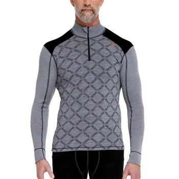 Dovre Half Zip Jacquard Baselayer Grøn Mønster uld Small Herre