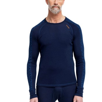 Dovre Jacquard Baselayer Marineblå uld Large Herre