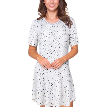 Lady Avenue Bamboo Short Sleeve Dotted Nightdress Lyseblå Bambus Large Dame