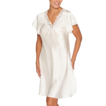 Se Lady Avenue Pure Silk Nightgown With Lace Benhvid silke Medium Dame ved Timarco