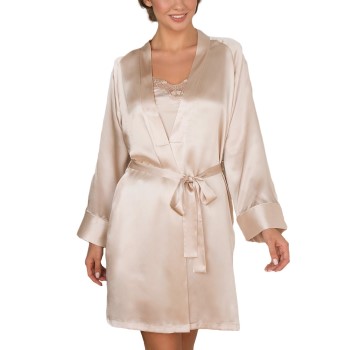 Se Lady Avenue Pure Silk Short Kimono Perlhvid silke X-Small Dame ved Timarco