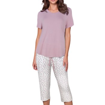 Lady Avenue Shortsleeve PJ With Pirate Pants Lavendel Bambus Small Dame