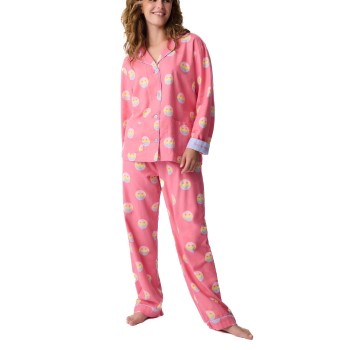 PJ Salvage Long Sleeve Flannel Pyjama Rosa Mønster  bomuld X-Small Dame