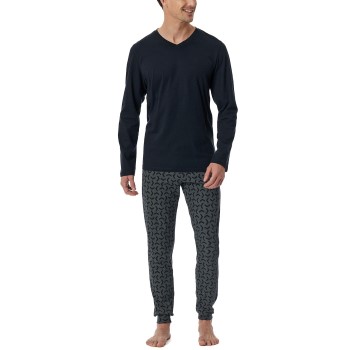 Schiesser Casual Essentials Long Sleeve Pyjamas Mørkblå bomuld 56 Herre