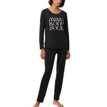 Triumph Long Sleeve Pyjama Set Sort bomuld 42 Dame