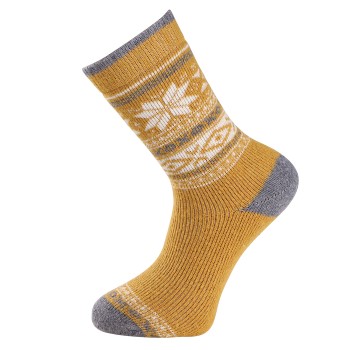 Trofé Trofe Knitted Patterned Wool Sock Strømper Gul Str 39/42 Dame