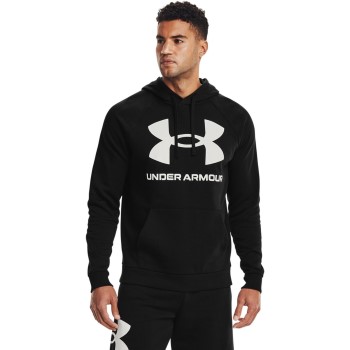 Under Armour Rival Fleece Big Logo Hoodie Sort/Hvid Small Herre