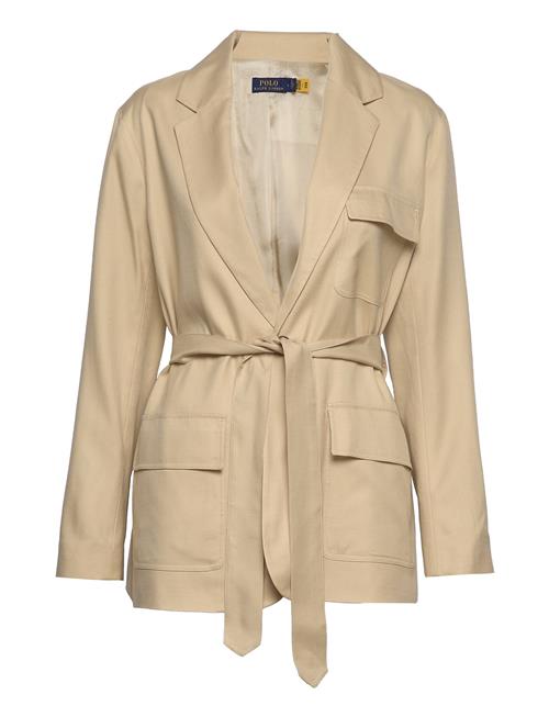 Se Polo Ralph Lauren Belted Mulberry Silk-Wool Blazer Polo Ralph Lauren Cream ved Booztlet