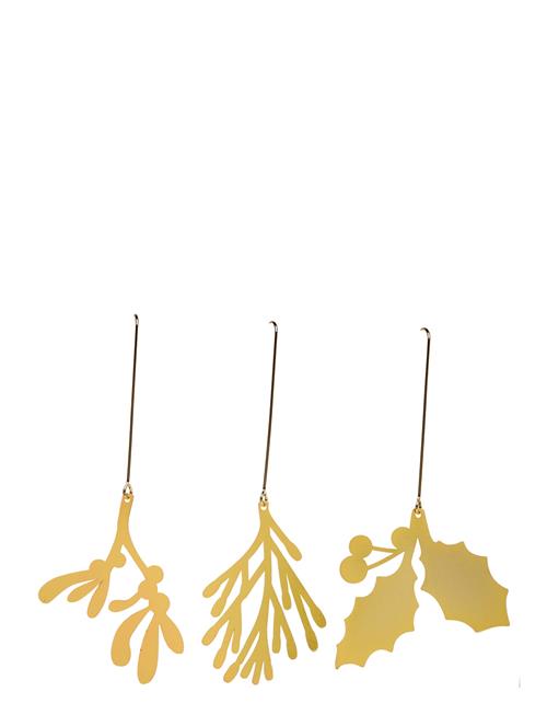 Christmas Ornaments Yule Greens - 3 Pack - Golden Metal Fabelab Gold