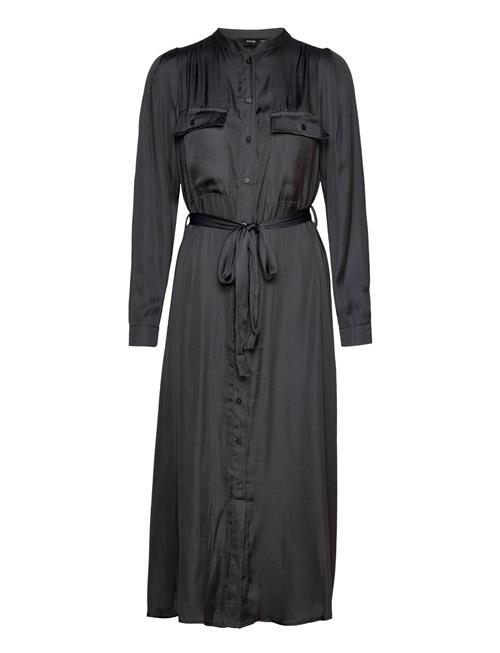 Satin Shirt Dress Mango Black