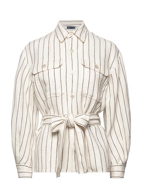 Polo Ralph Lauren Belted Striped Linen Utility Shirt Polo Ralph Lauren Cream