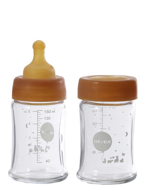 HEVEA Plastic Free Baby Glass Bottle 150 Ml - 2 Pack HEVEA Orange