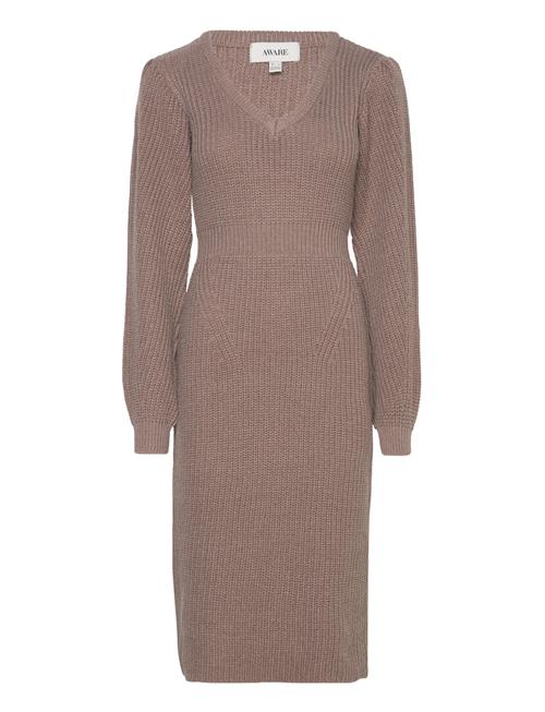 Vero Moda Vmgeorgine Ls V-Neck Calf Knit Dress Vma Vero Moda Brown