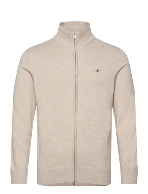 Se GANT Casual Cotton Zip Cardigan GANT Beige ved Booztlet