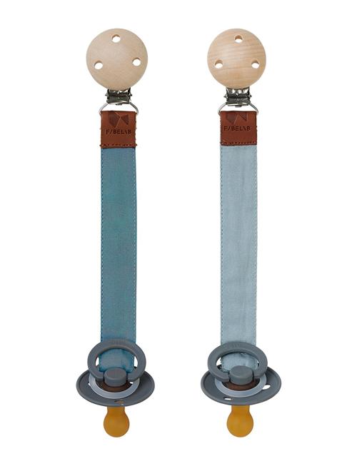 Se Fabelab Pacifier Strap - Blue Spruce Mix - 2 Pack Fabelab Blue ved Booztlet