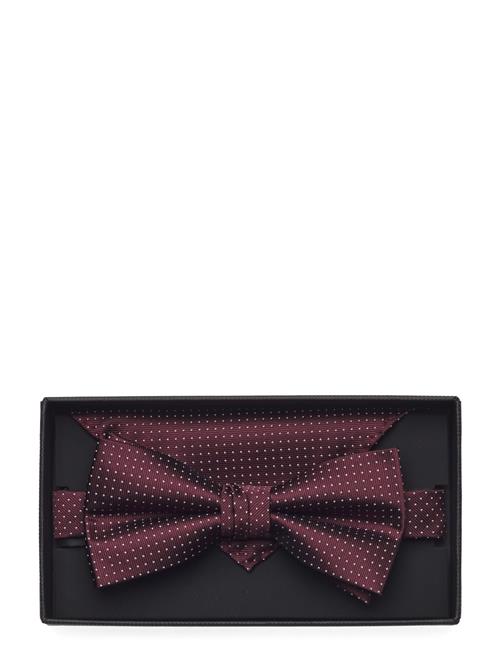 Lindbergh Black Polyester Bow Tie With Dots Lindbergh Black Burgundy