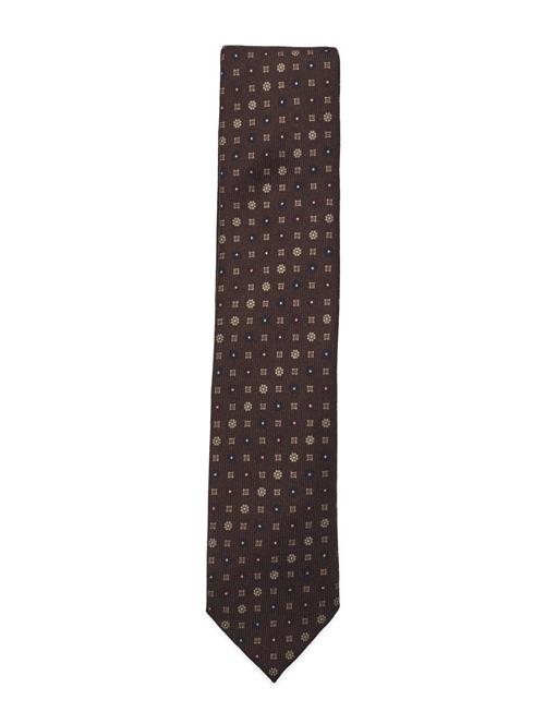 Lindbergh Black Wool Tie With Pattern 7 Cm Lindbergh Black Brown