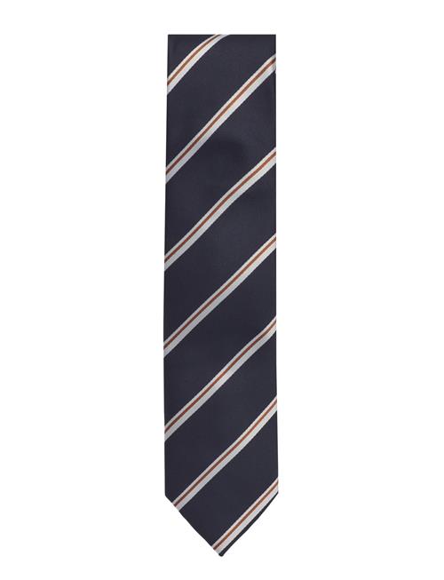 Polyester Tie With Stripe 7 Cm Lindbergh Black Navy