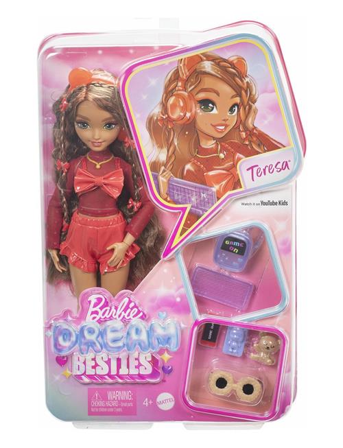 Dream Besties Teresa Fashion Doll With Video Game Themed Accessories, 10 Piece Count Barbie Patterned