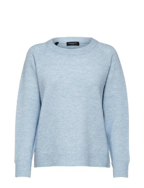 Slflulu Ls Knit O-Neck Selected Femme Blue