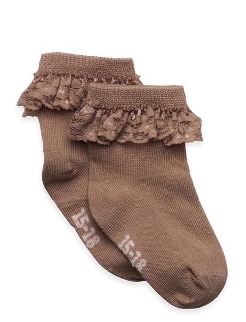 Ankle Sock W. Lace Minymo Brown