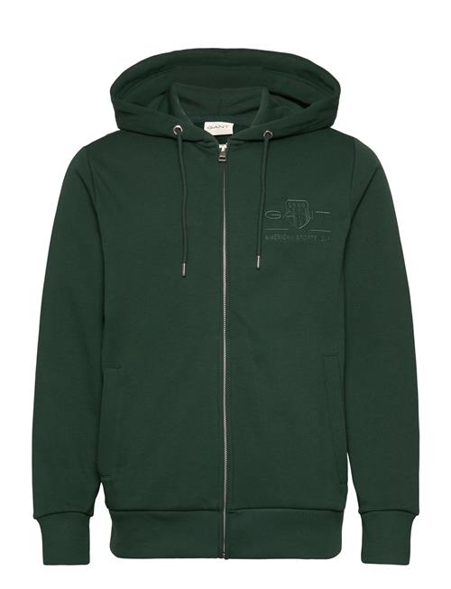 Se GANT Reg Tonal Shield Full Zip Hoodie GANT Green ved Booztlet