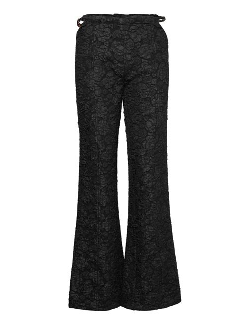 Se Ganni Stretch Jacquard Flared Pants Ganni Black ved Booztlet