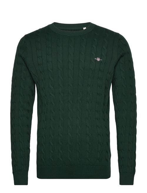 Se GANT Cotton Cable C-Neck GANT Green ved Booztlet