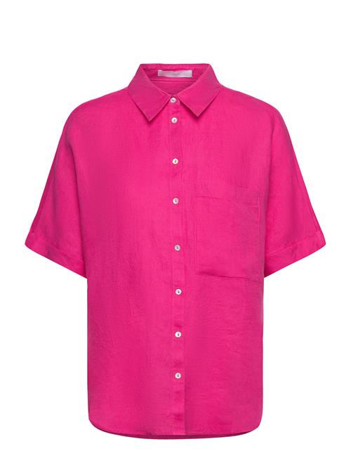 Mango Pocket Linen Shirt Mango Pink