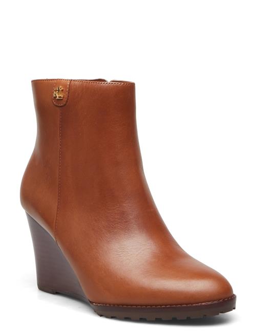 Lauren Ralph Lauren Shaley Calfskin Wedge Bootie Lauren Ralph Lauren Brown