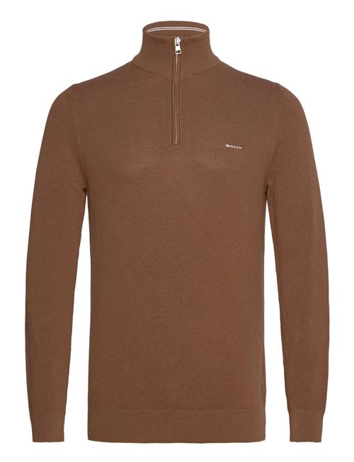 Cotton Pique Half Zip GANT Brown