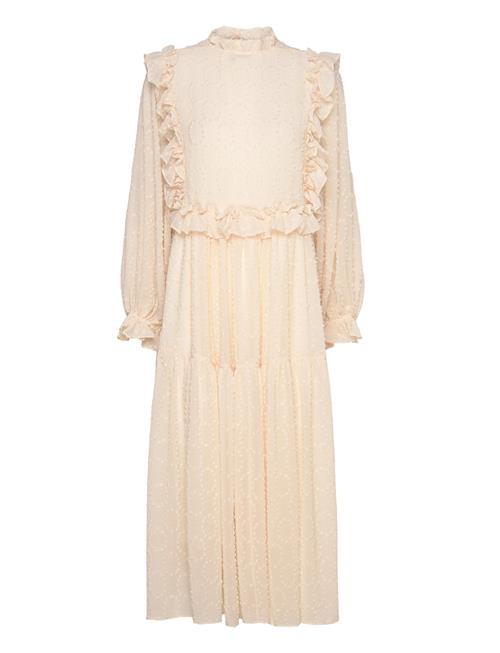 Stella Nova Midi Dress With Flounce At Chest Stella Nova Cream