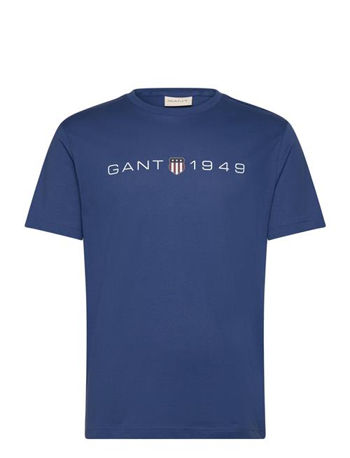 Se GANT Printed Graphic Ss T-Shirt GANT Blue ved Booztlet