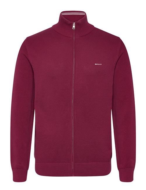 Cotton Pique Zip Cardigan GANT Burgundy