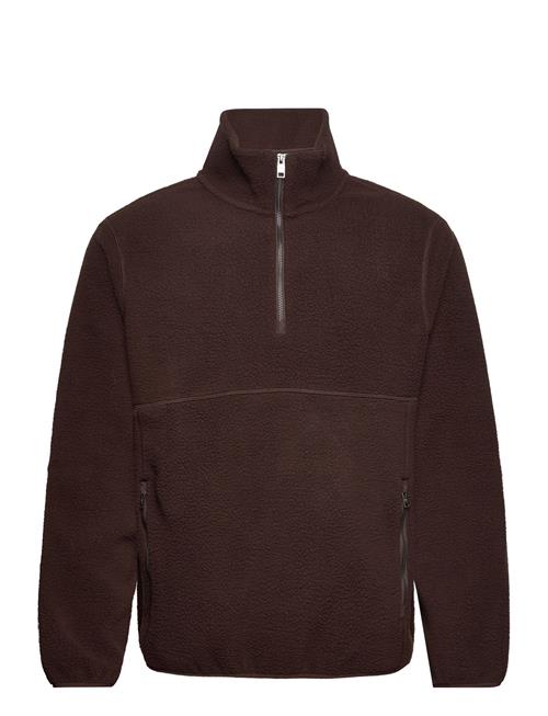 Mango Zip-Neck Fleece Sweatshirt Mango Brown