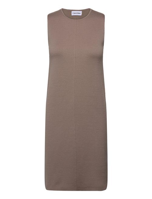 Calvin Klein Extra Fine Wool Shift Dress Calvin Klein Beige