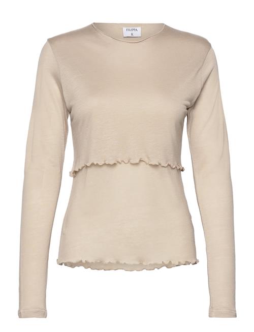 Se Filippa K Double Layer Longsleeve Top Filippa K Beige ved Booztlet