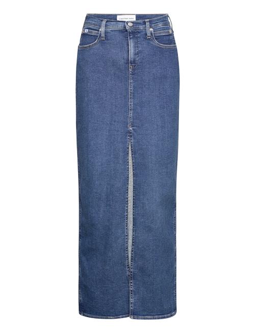 Calvin Klein Jeans Front Split Midi Denim Skirt Calvin Klein Jeans Blue