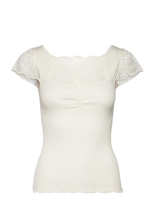 Se Rosemunde Silk T-Shirt W/ Lace Rosemunde Cream ved Booztlet