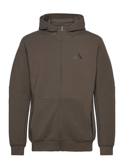 Se adidas Performance D4T Full-Zip Hoodie Adidas Performance Brown ved Booztlet