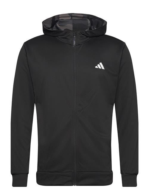 Se adidas Performance Adidas Train Essentials Camo Full Zip Hoodie Adidas Performance Black ved Booztlet